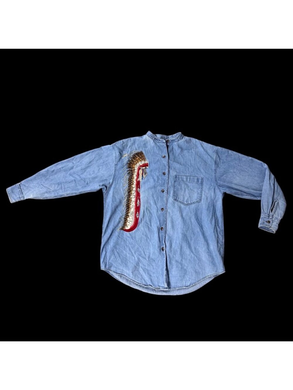 Vintage Western Denim Shirt Cambridge Dry Goods Headdress Embroidery Size 8 READ - Picture 2 of 12